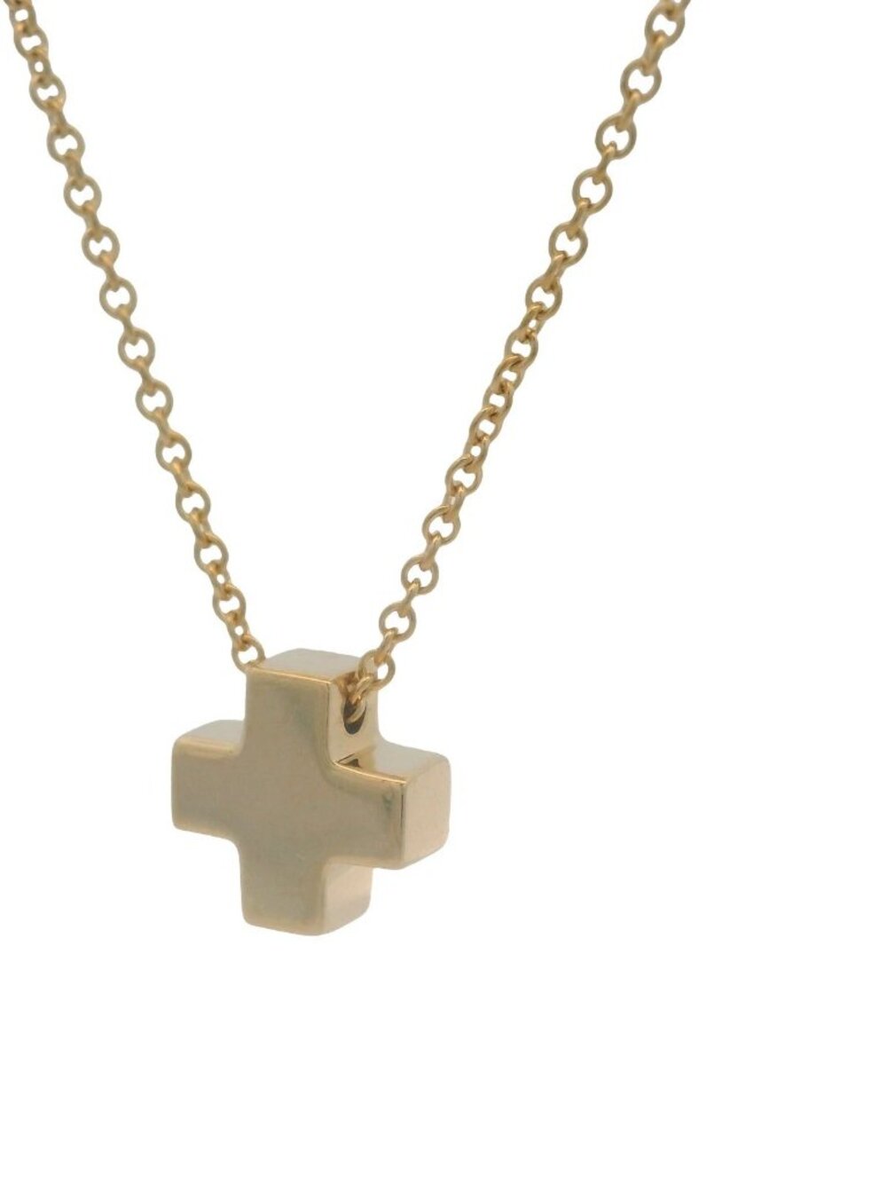 Vintage Rare Tiffany & Co 18kt Yellow Gold Roman Cross 14" Length Necklace